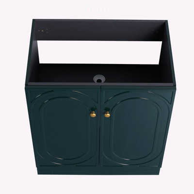 Meuble-lavabo autoportant de 30 po avec 2 portes d'armoire à fermeture en douceur, beaucoup de rangement pour les salles de bain modernes - sans le lavabo