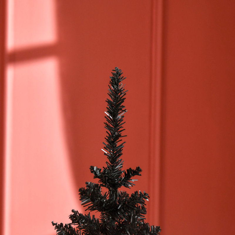 Arbre de Noël mince avec support en plastique, arbre de Noël 5 pi avec installation facile