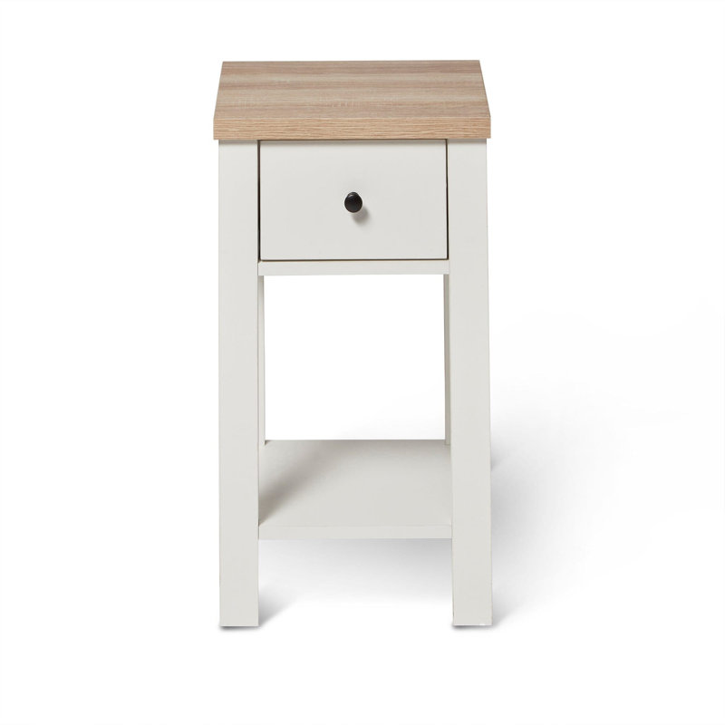 Maryhannah 45cm W Manufactured Wood Bedside Table, White, 1 Drawer