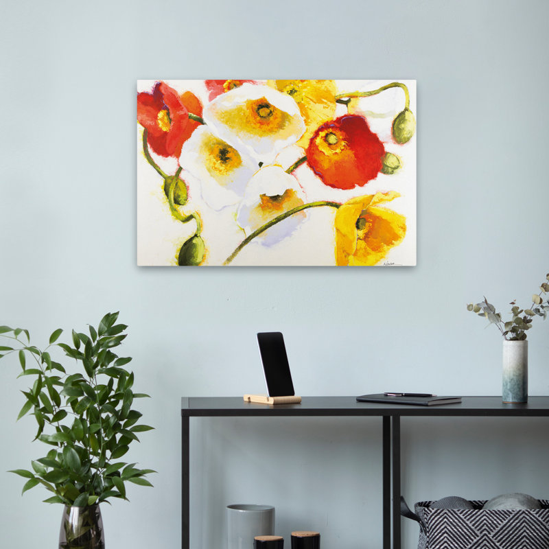 Fleurs ensoleillées contemporaines à fleurs ensoleillées, H 24 po x l 16 po