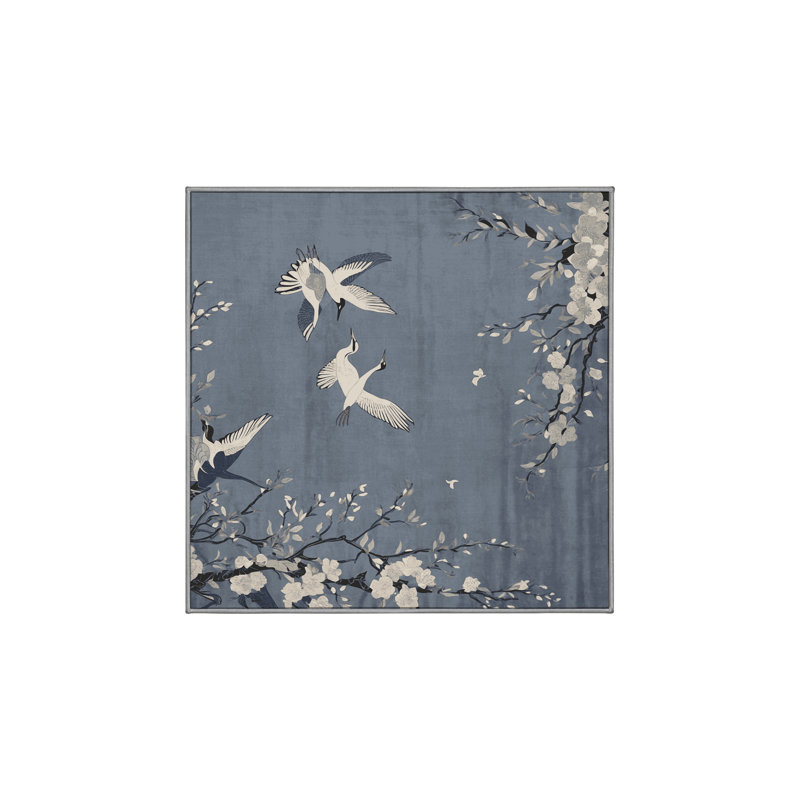 Machine Washable Gray Area Rug, Square 4'