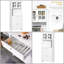 Élégant buffet blanc avec huche - Armoire de rangement de cuisine avec portes en verre, espace pour micro-ondes et dispositif anti-basculement de sécurité-331819602