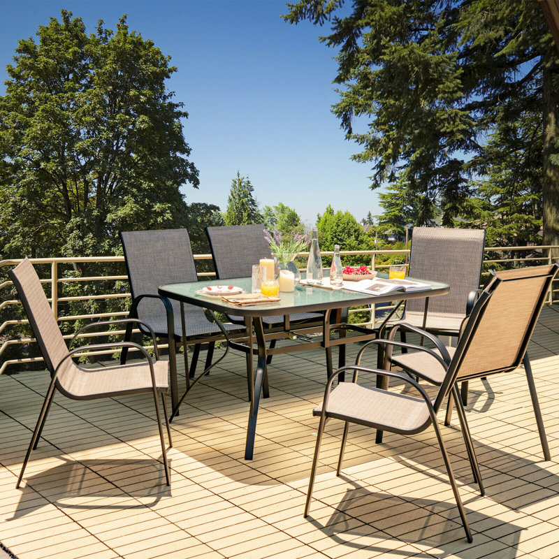 Steel Quick-Dry Fabric Stackable Patio Dining Chairs