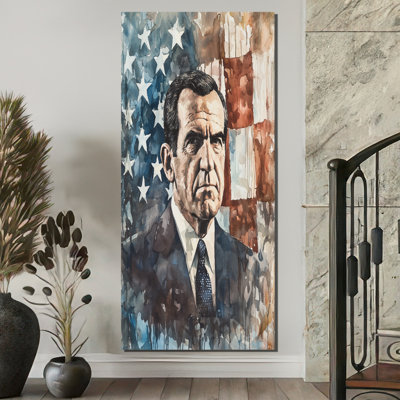 «Démission» du président Nixon sur le drapeau des États-Unis IV - Patriotiste des États-Unis, reproduction sur toile encadrée