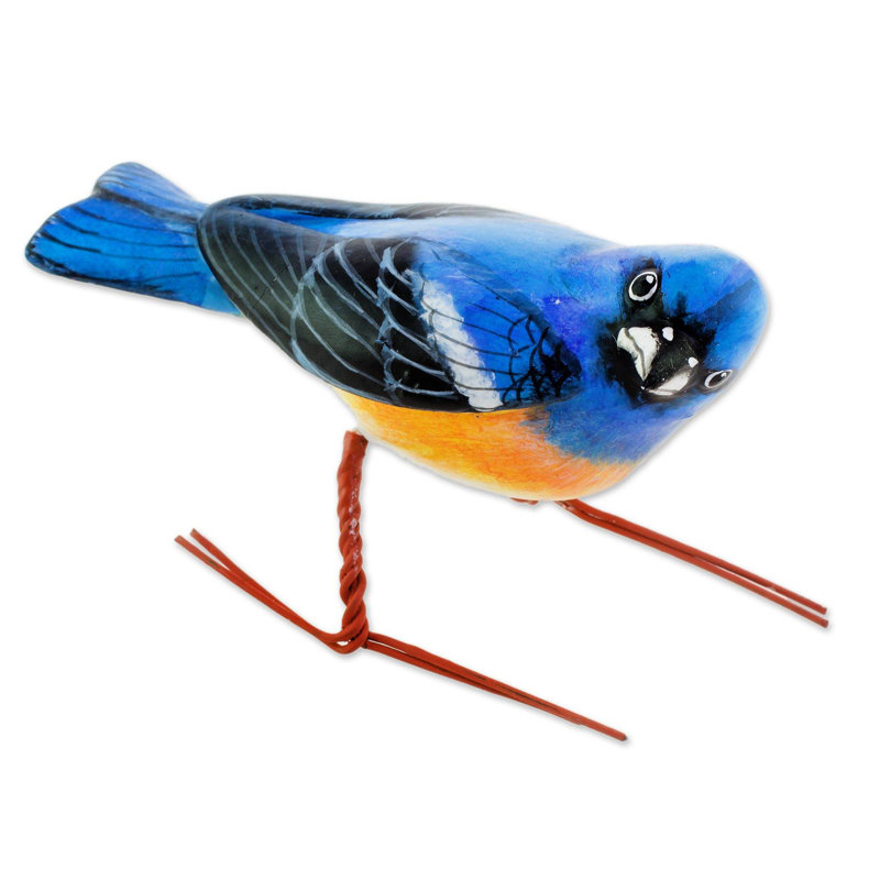 Figurine en céramique lazuli bunting