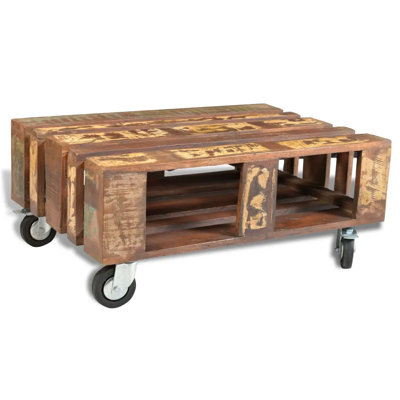 Chevell Solid Wood 7 Legs Coffee Table with Storage