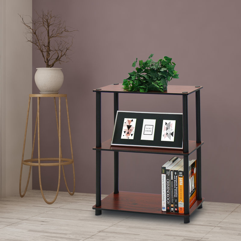 Bibliothèque en plastique Hadriana H 43,7 "x l 23,6", Cerisier foncé / Noir