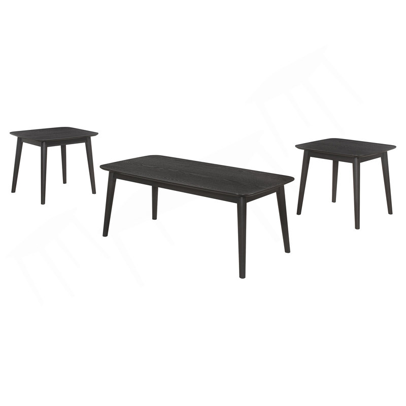 Bivens Black 3-Piece Rectangular Coffee Table Set