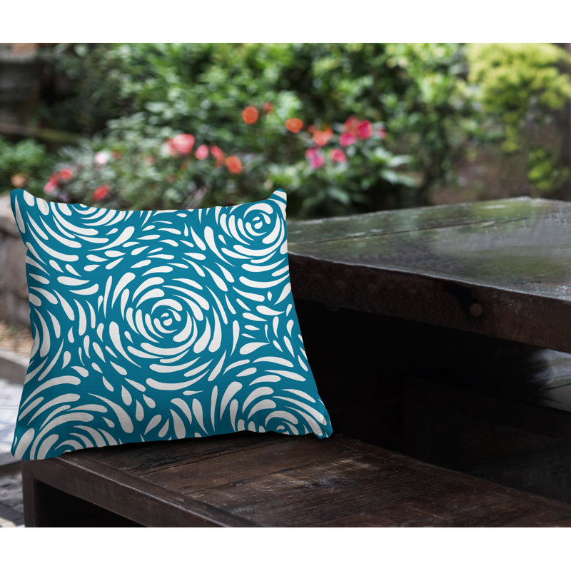 Coussin décoratif intérieur / extérieur Carvell, L 17 po x H 17 po, Turquoise
