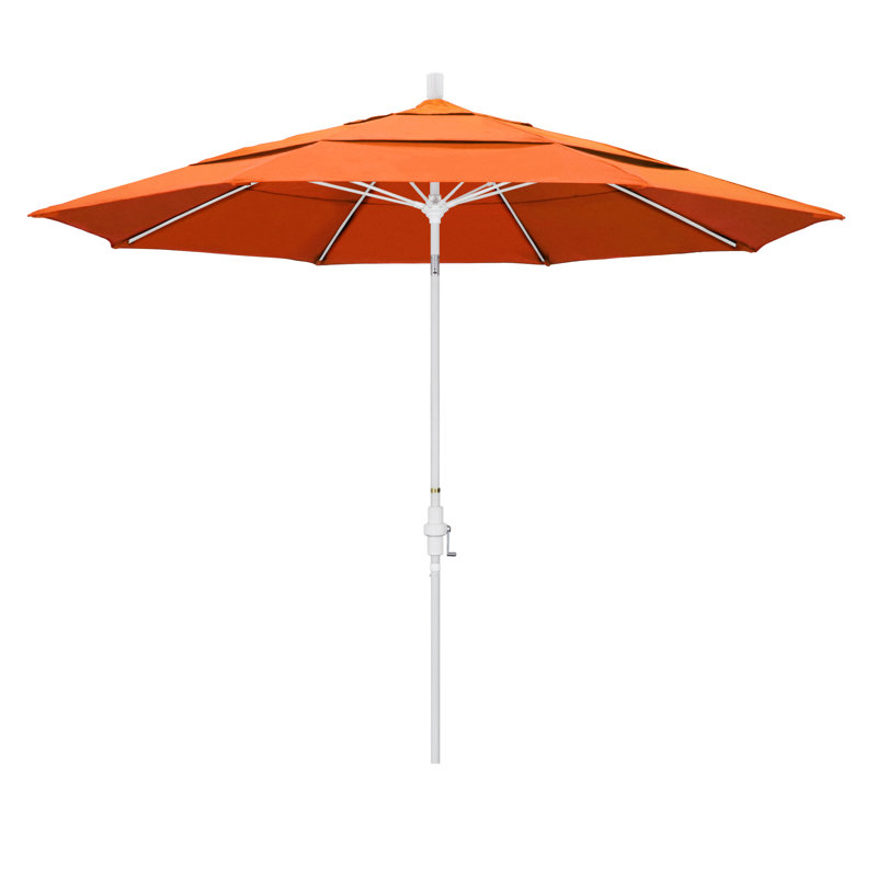 Parasol de marché 11 pi Brent, Toile Sunbrella® tangerine, H 110,5 po x l 132 po x P 132 po, Gris martelé