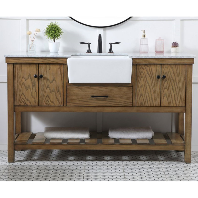 Pelaghia 60'' Single Bathroom Vanity with Marble Top, Driftwood