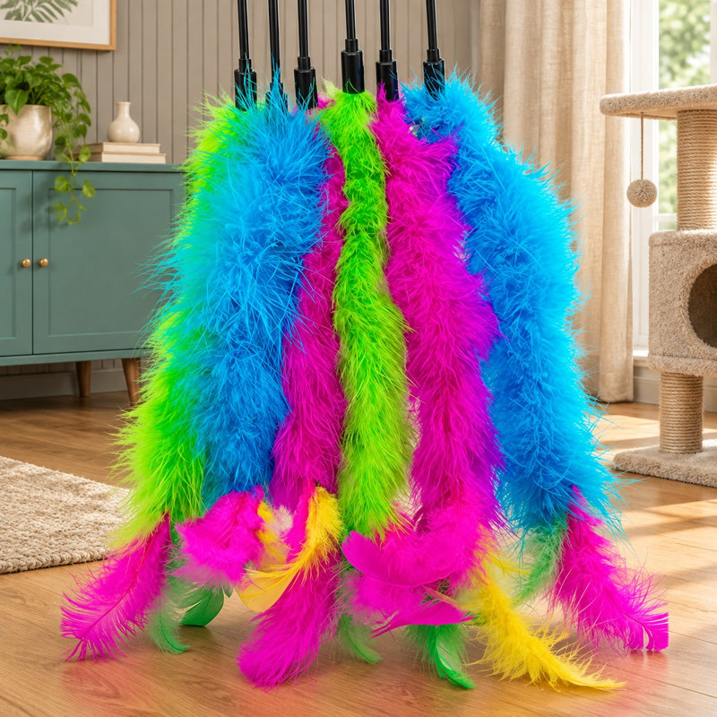 Ensemble de 6 baguettes à plumes pour jouer avec les chats d'intérieur
