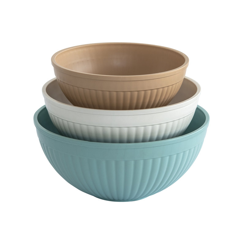 3-Piece Prep & Serve Mixing Bowl Set, Brown/White/Blue