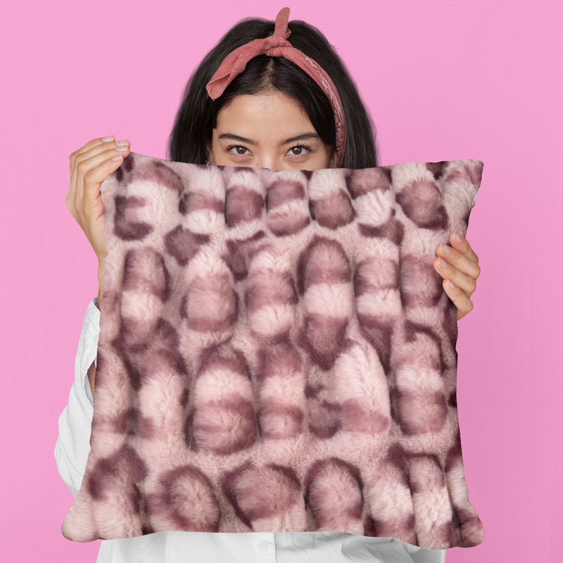 Pink Leopard Faux Fur Luxury 20" x 20" Throw Pillow