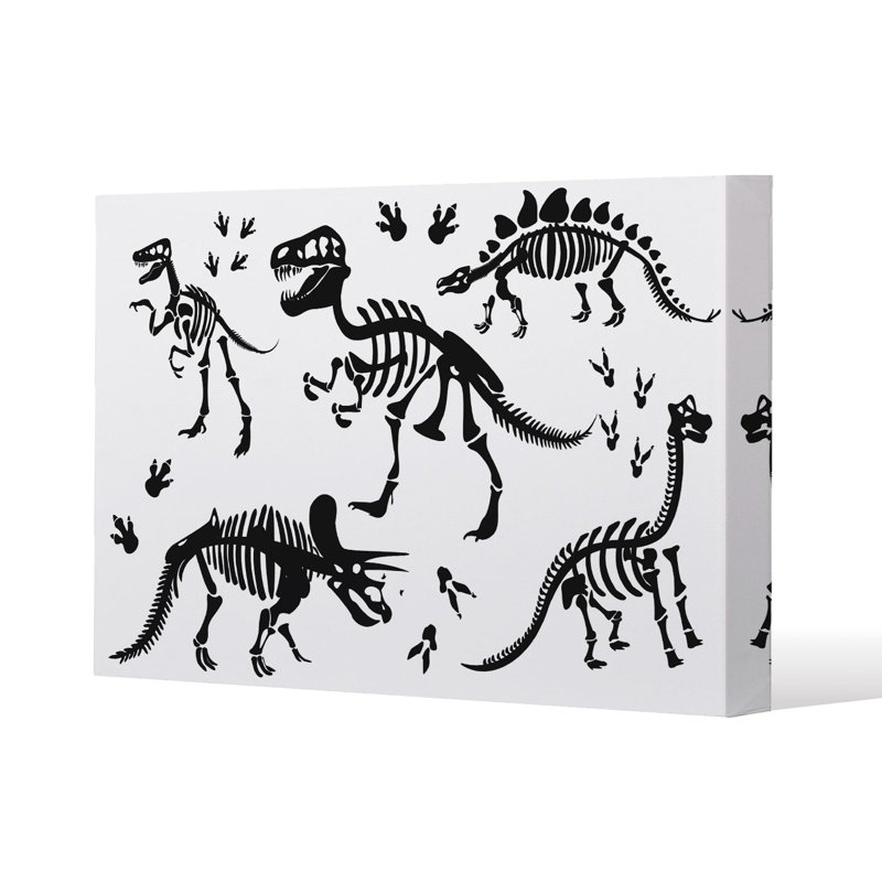 Stylish Dinosaur Silhouettes Slim Style Canvas Print, 15mm Slim Real wood., 40 cm H x 60 cm W