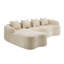 Canapé modulaire en L à compression complète avec méridienne incurvée, canapé modulaire en chenille beige, haute densité pour le salon en appartement