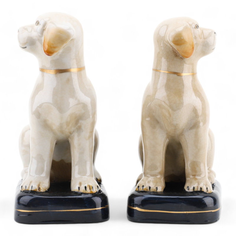 Porcelain Dog Figurines Pair