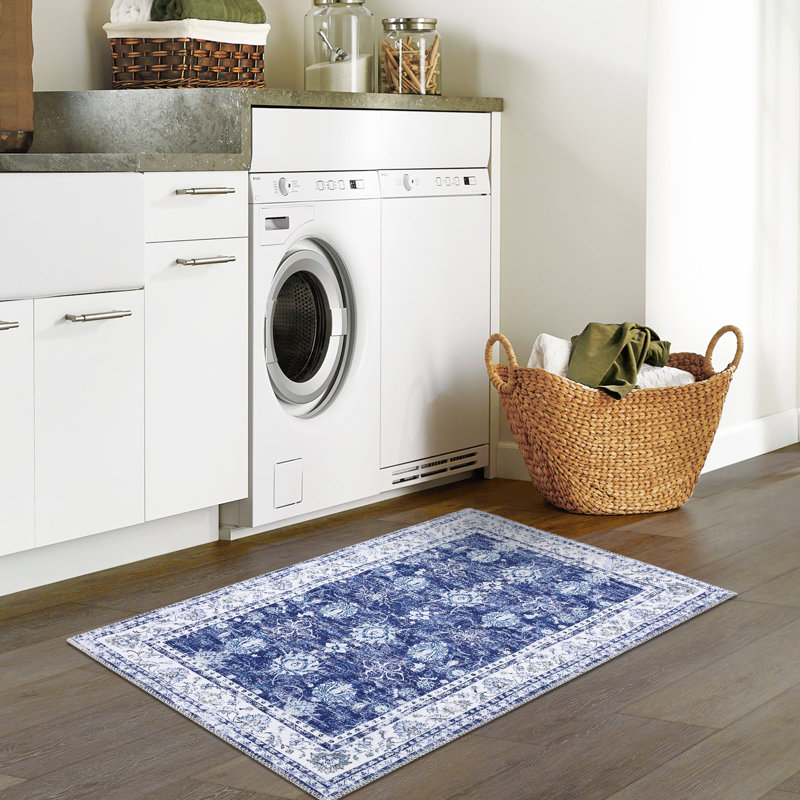 Machine Washable Rugs Oriental Floral Area Rug for Living Room Bedrooms Non Slip Rugs for Playroom Office Kitchen