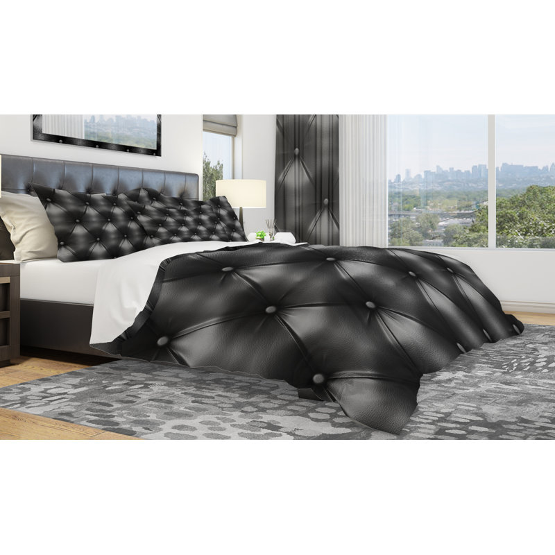 Ensemble de housse de couette en cuir designart luxe classic, Housse simple + 1 taie décorative