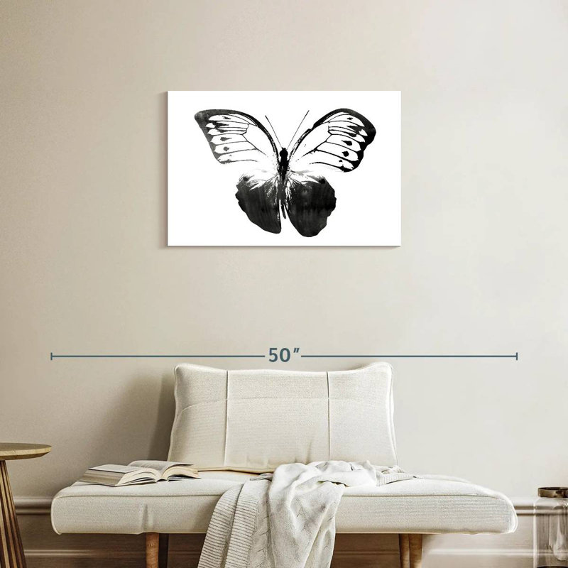 Brampt papillon noir et blanc, H 20 po x l 30 po