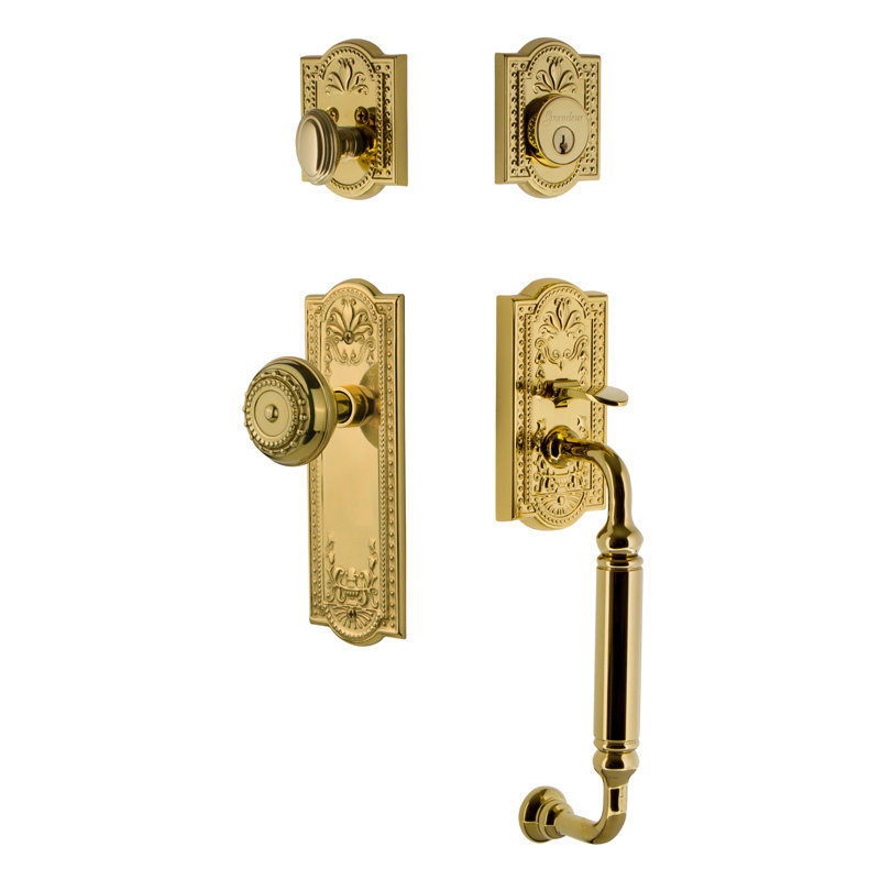 Ensemble de poignées Parthenon avec pêne dormant cylindrique simple et poignée en C avec bouton Parthénon, 2 3/4 po