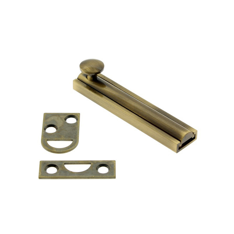 Solid Brass Surface Bolt, Antique Brass