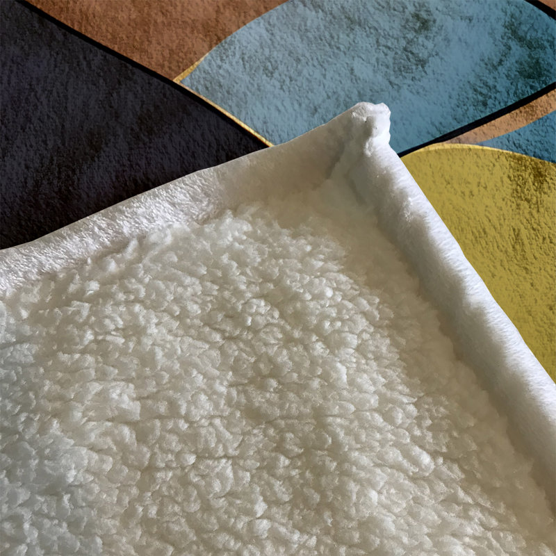 Throw Blanket, 51" W x 60" L, Gray/Blue/Yellow/Red, Geometric Shapes/Abstract