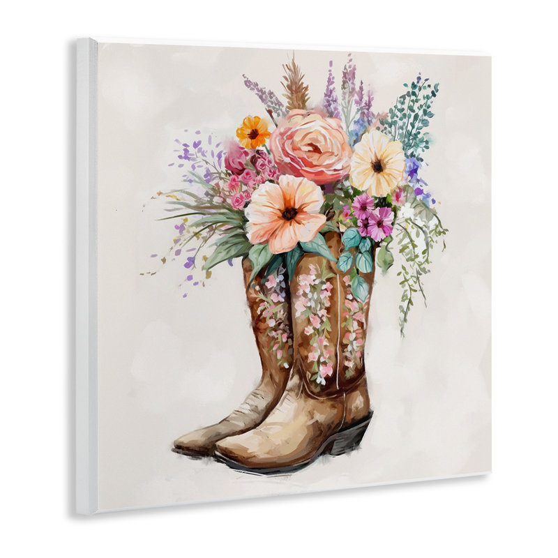 «Country Cowboy Bottes Bouquet» par Ziwei Li - impression sans cadre sur panneau de fibres à densité moyenne