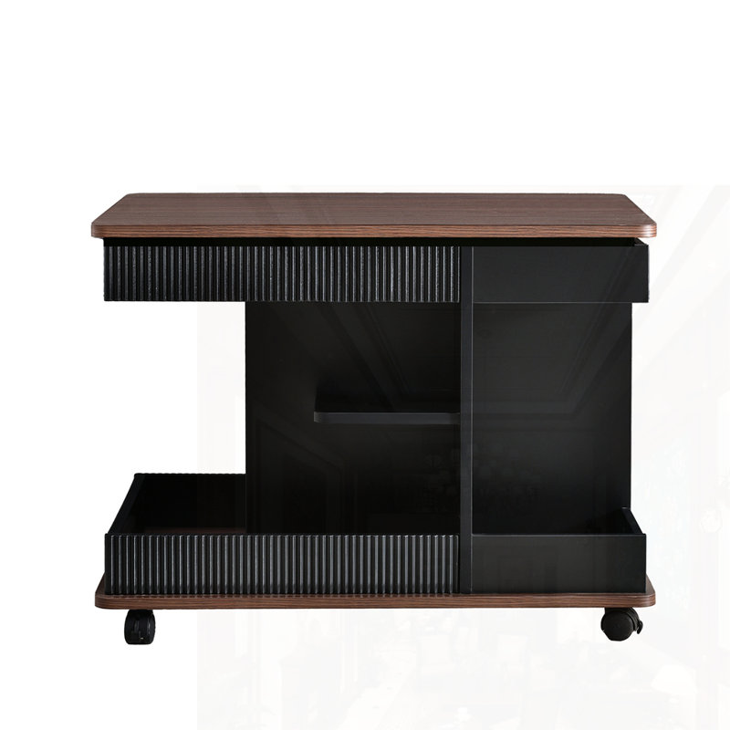 Table de bout réglable avec roulettes, Noir