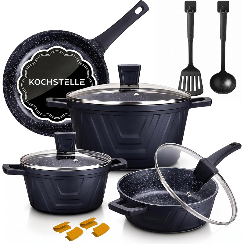 Batterie de cuisine en céramique antiadhésive avec ustensiles 13 pièces Kochstelle
