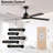 65 Inch Black Ceiling Fan with Light, 5-Blade Dimmable LED Ceiling Fan with Remote Control, Modern Quiet Design for Living Room and Bedroom (Silent/6-Speed/Reversible/DC Motor)