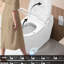 Bidet de toilette intelligent avec couvercle ouvert avec capteur de pied, siège chauffant, nuit, lavage à la balançoire, ralentissement silencieux, buse autonettoyante blanche à chasse automatique, chasse d'eau à bouton latéral arrière,