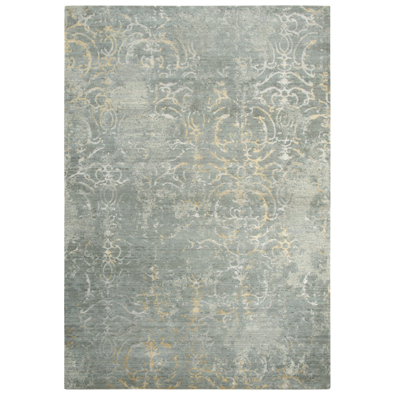 Tapis gris en laine Power Loom, Rectangle 5 pi x 8 pi