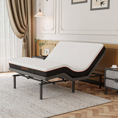 Lit réglable avec matelas en mousse à mémoire de forme de 8 po, massage, gravité zéro, télécommande sans fil et contrôle des applications