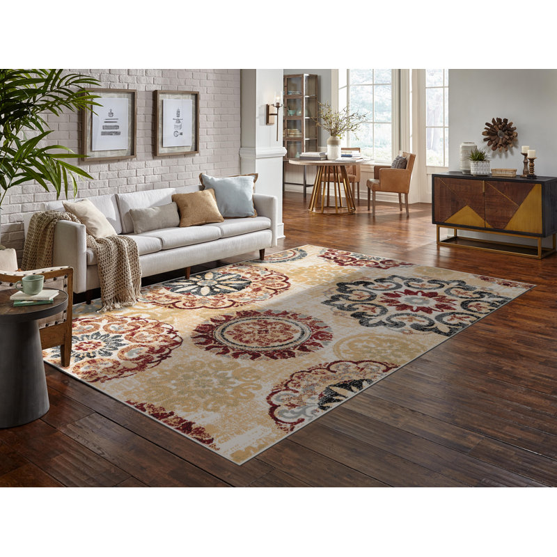Tapis rouge en jute Noren Ikat, Rectangle 5 pi x 7 pi
