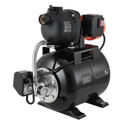 Pompe 1,1 HP à puits peu profond avec réservoir sous pression, 120 V, 1320 GPH, pompe à jets en plastique avec réservoir de 5 gallons, système de transfert automatique de surpresseur d'eau, interrupteur à pression 20/40 PSI, pour jardin de jardin