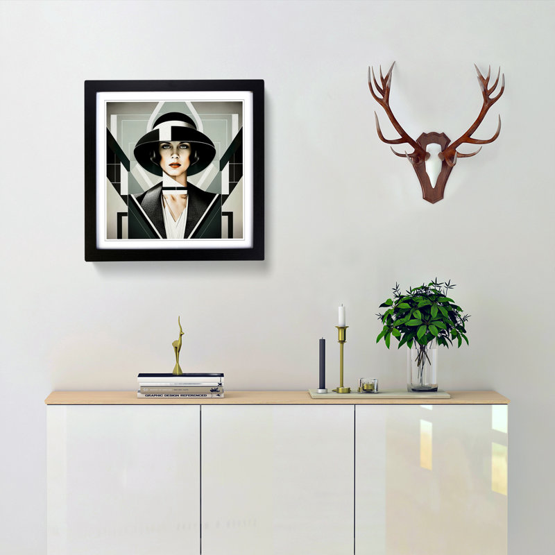 Art Deco Woman Suprematism - Framed Print, Black