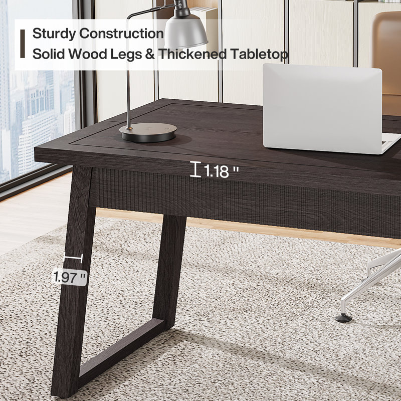 55.1" W Writing Desk with Drawer, MDF, Dark Brown