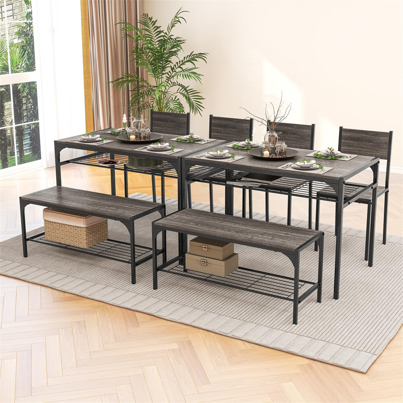 Aharshi 4 - Person Dining Set, Grey Oak, Grey Oak
