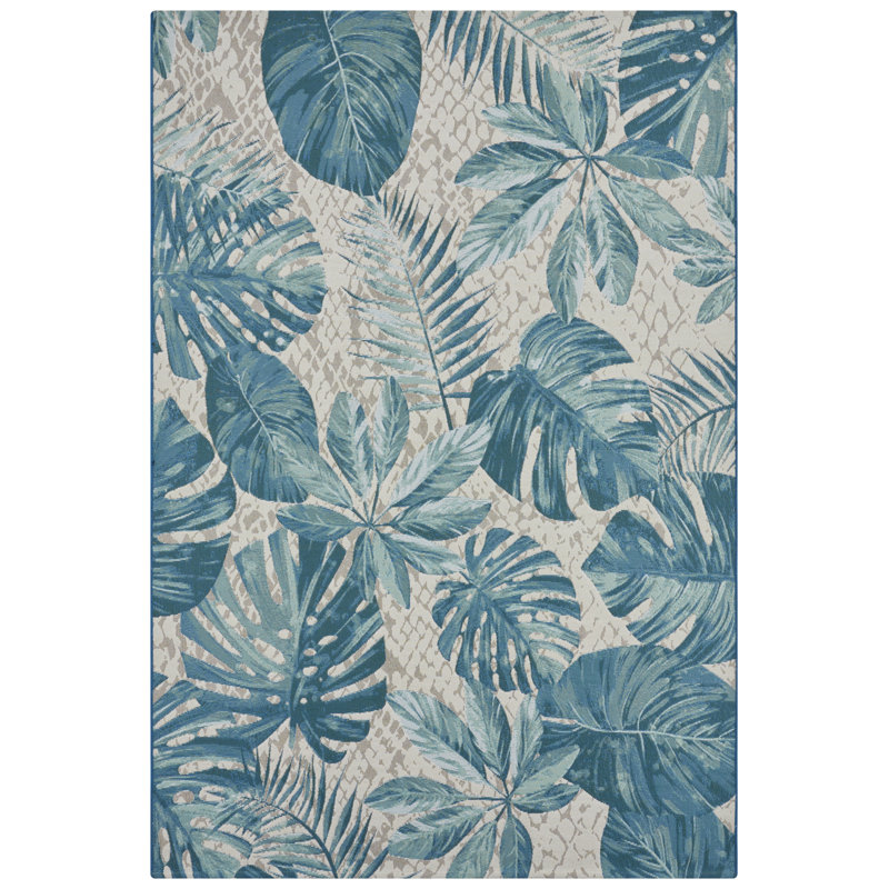 Leaves Turquoise Indoor/Outdoor Rug, Rectangle 120 x 180cm