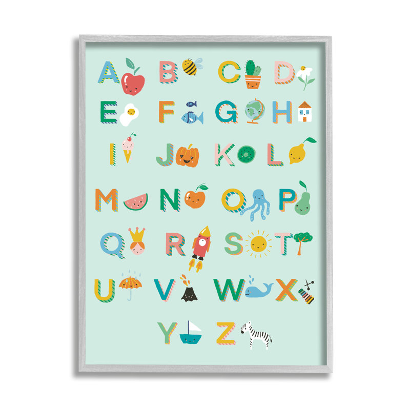 «Ba-885», tableau alphabet encadré sur vert menthe, encadré sur bois par Dominika Godette, Estampe numérique Farmhouse