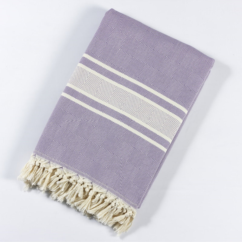 Eptakomi Cotton Chevron / Zig Zag Bedspread, 190 W x 260cm L, Purple