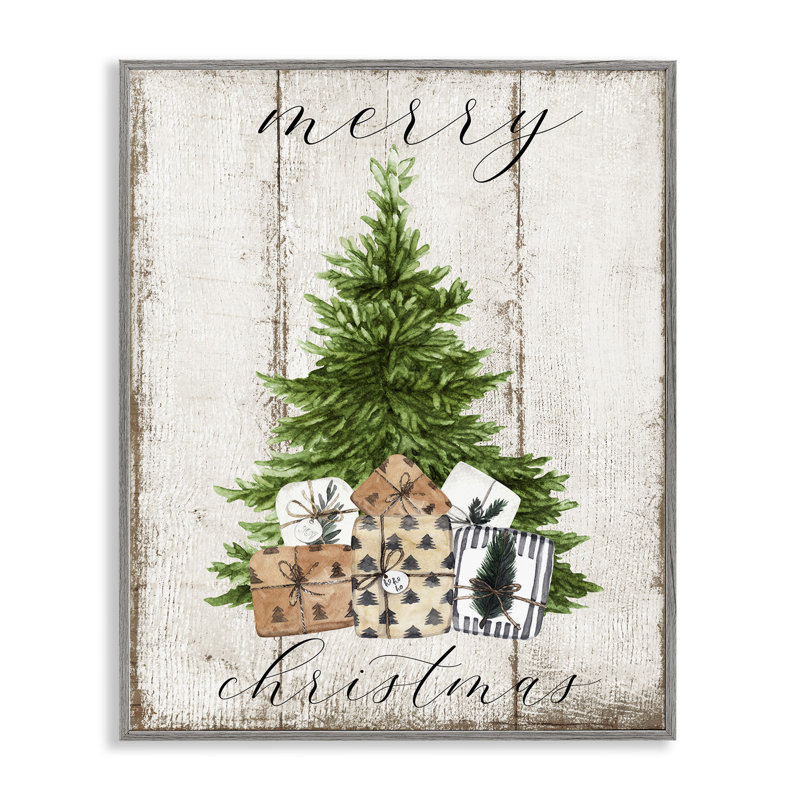 Art giclée sur un arbre de Noël rustique vieilli par Deborah Brown, Estampe numérique Farmhouse, H 24 po x l 30 po