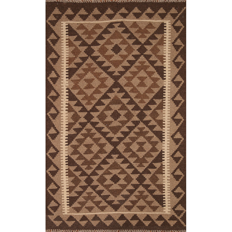 Brown Wool Kilim Oriental Area Rug 3x5