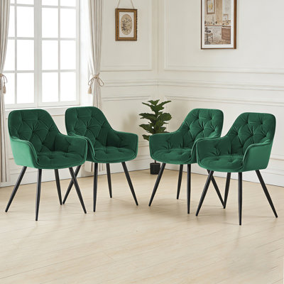 Runkle Upholstered Velvet Dining Chair with Arm
