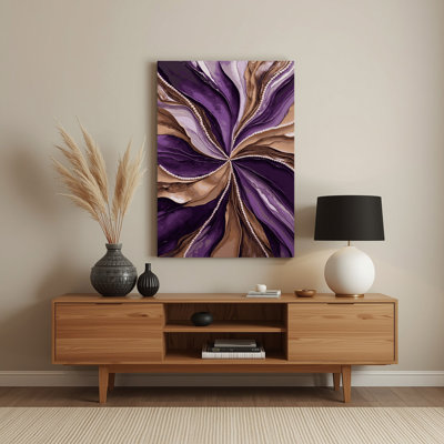 Aquarelle abstraite 98, art mural en métal mauve