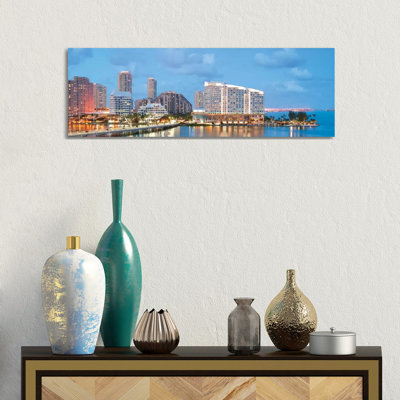 Miami Skyline Cityscape - Wrapped Canvas Panoramic Print