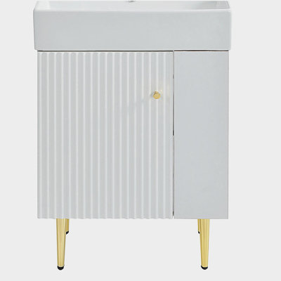 Meuble-lavabo avec porte en céramique 21,6 po