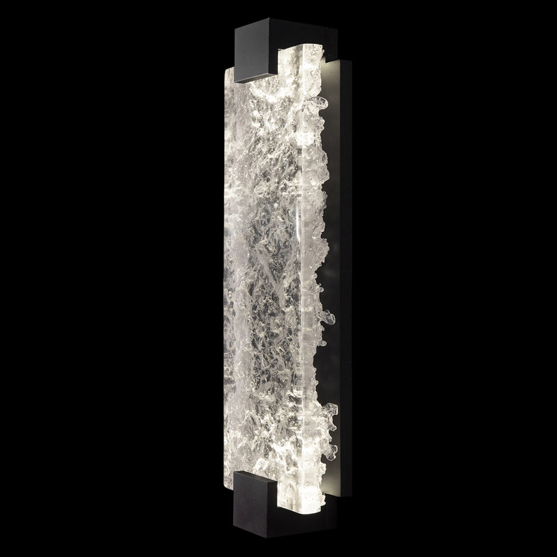 Terra LED Flush Mounted Sconce, Black, Clear, 21.75" H x 6.25" W x 3.5" D