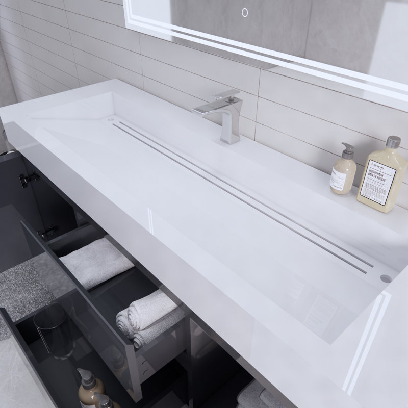 Babajide Bathroom Vanity with Acrylic Top, High Gloss Gray